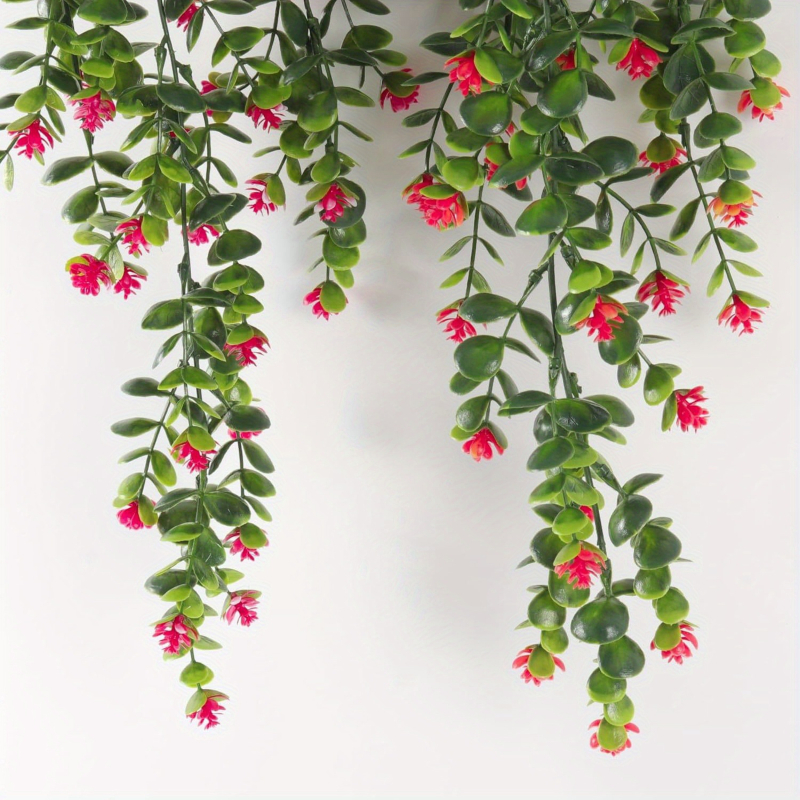 Kabama dirbtinių gėlių vynas su eukaliptu ir camellia, plastikinė — lauko dekoravimas, vestuvės, fotografijos rekvizitas