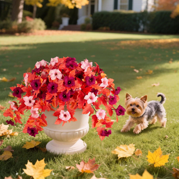 Изкуствена Morning Glory лоза, 12 клончета • Материали: пластмаса, меко лепило, полиестер • За външна употреба, домашна украса, фот реквизит • Техника: боядисване, релеф, инжекционно формоване • Вариант: 19040010902