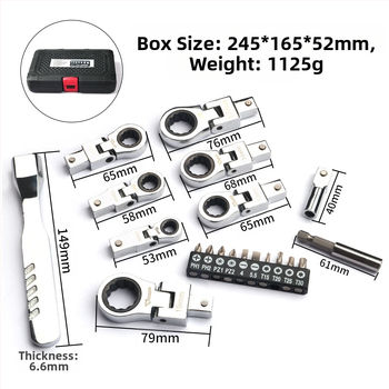 Ρυθμιζόμενο κλειδί με αναδιπλόμενη κεφαλή, ράτσετ και τηλεσκοπικό μηχανισμό | MF, 45# χάλυβας