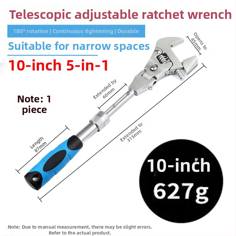 Регулируем гаечен ключ със сгъваема глава, рачета и телескопичен механизъм | MF, 45# стомана
