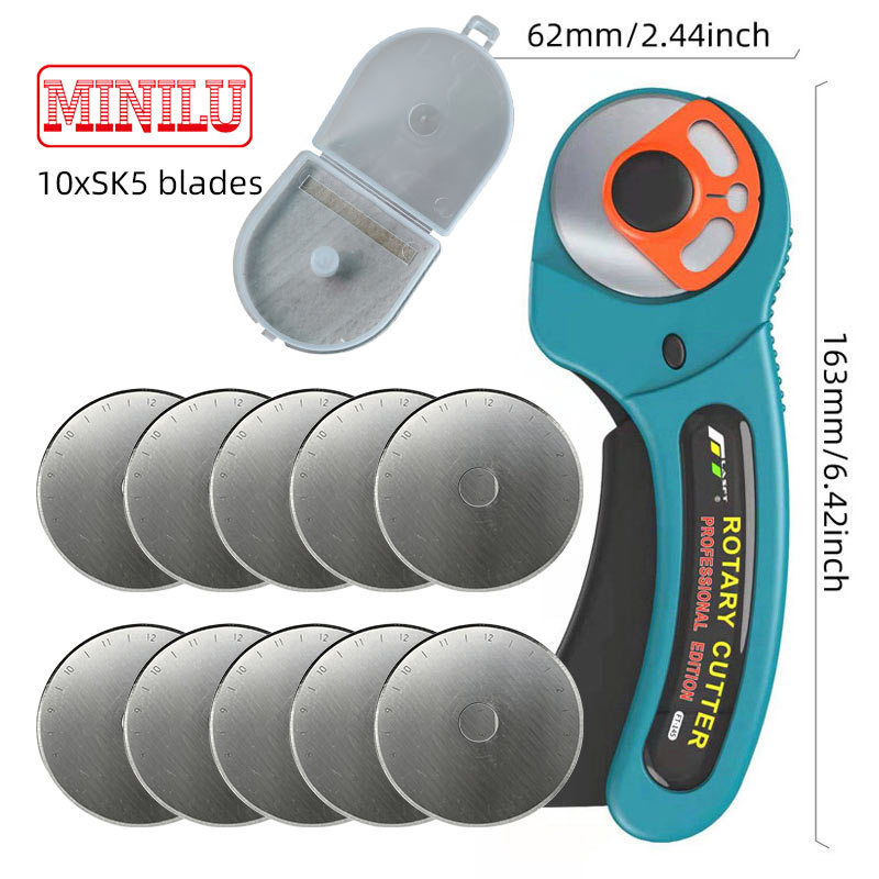 FT-145 45 мм ролков нож за килими с автоматично прибиране на острието, смяна на острието чрез копче, лезвие от въглеродна стомана 45x8 мм