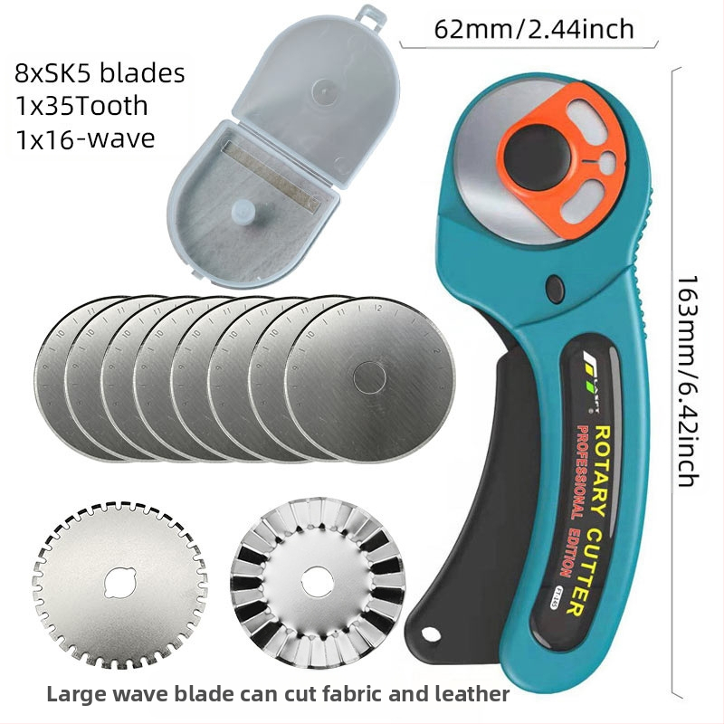 FT-145 45 мм ролков нож за килими с автоматично прибиране на острието, смяна на острието чрез копче, лезвие от въглеродна стомана 45x8 мм