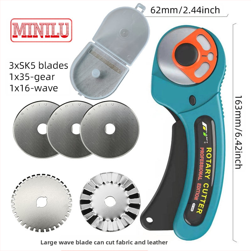 FT-145 45 мм ролков нож за килими с автоматично прибиране на острието, смяна на острието чрез копче, лезвие от въглеродна стомана 45x8 мм