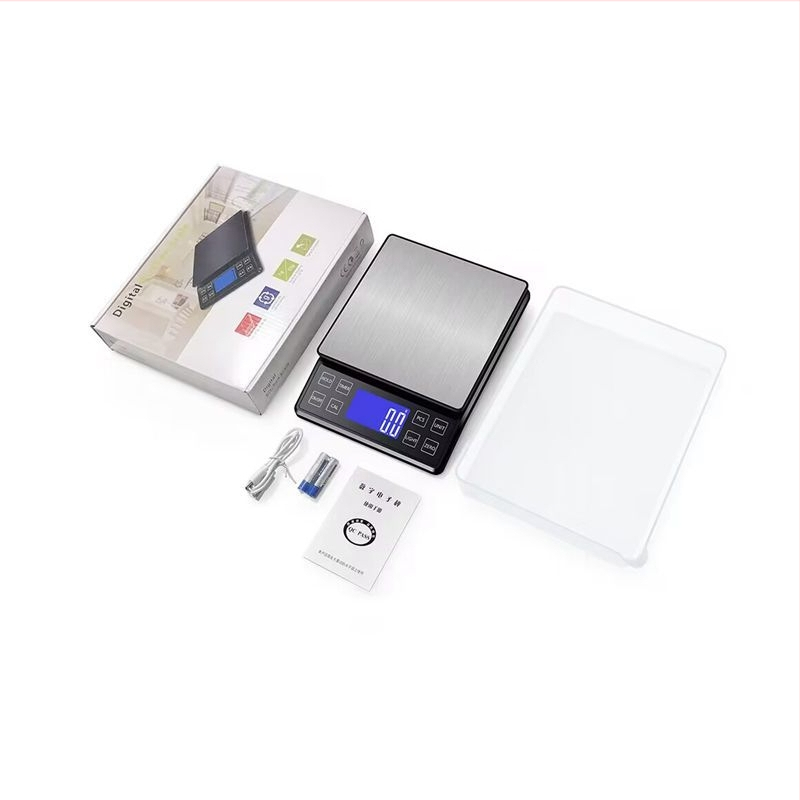 Roostevabast terasest köögikaal, digitaalne, 10 kg maht, mudel DH-307, elektrooniline, toide USB ja 2x AAA akud, mitmekülgne.