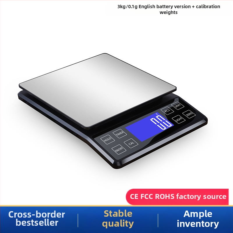 Rozsdamentes acélból készült konyhai digitális mérleg, 10 kg kapacitás, modell DH-307, elektronikus, USB-töltés és két AAA elem, többfunkciós.