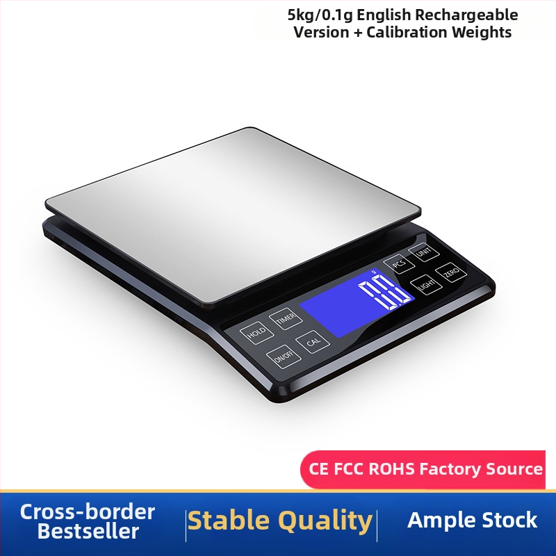 Rozsdamentes acélból készült konyhai digitális mérleg, 10 kg kapacitás, modell DH-307, elektronikus, USB-töltés és két AAA elem, többfunkciós.