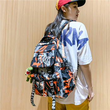 Σακίδιο πλάτης για φοιτητές με γκράφιτι μοτίβο, καμβάς, χωρητικότητα 20–35 λίτρα, ιμάντες με αερόσφυξη, στυλ δρόμου