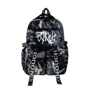 Σακίδιο πλάτης για φοιτητές με γκράφιτι μοτίβο, καμβάς, χωρητικότητα 20–35 λίτρα, ιμάντες με αερόσφυξη, στυλ δρόμου