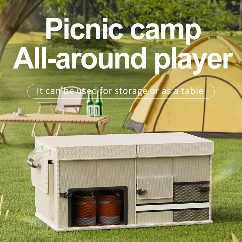 Autó csomagtartójába való összecsukható tárolódoboz (anyag: szövet; kapacitás: 60L; használat: csomagtartó; összecsukható; fogantyúval)