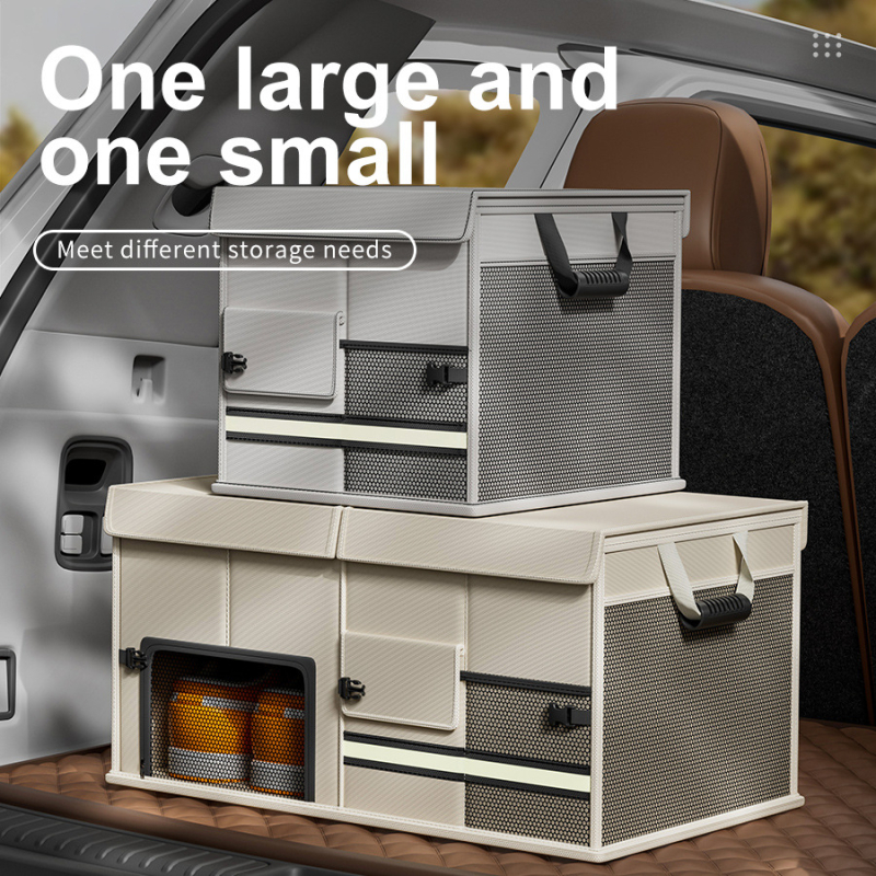 Autó csomagtartójába való összecsukható tárolódoboz (anyag: szövet; kapacitás: 60L; használat: csomagtartó; összecsukható; fogantyúval)