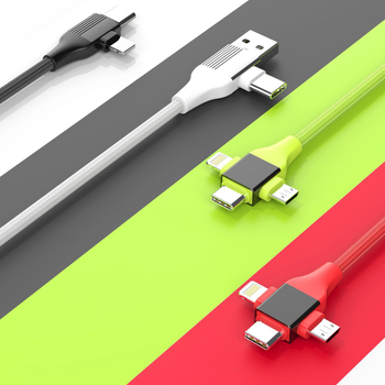 Кабел за бързо зареждане с Lightning и Type-C конектори, 60W максимум, плетен материал