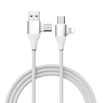 Кабел за бързо зареждане с Lightning и Type-C конектори, 60W максимум, плетен материал