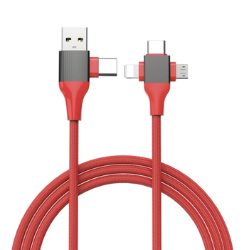 Кабел за бързо зареждане с Lightning и Type-C конектори, 60W максимум, плетен материал