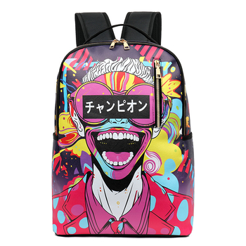 Unisex τσάντα πλάτης για μαθητές με κινούμενο σχέδιο anime, PU υλικό, χωρητικότητα κάτω από 20 L, ιμάντας με μαξιλάρι αέρα, συμβατό με φορητό 16 ιντσών