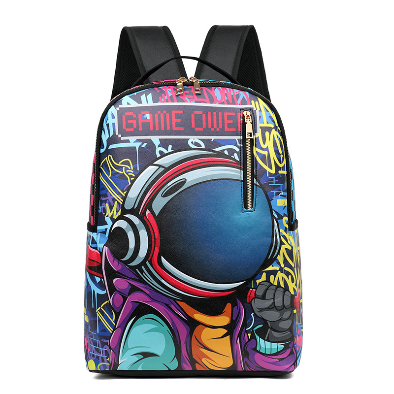 Унисекс раница за ученици с аниме карикатура, PU материал, вместимост под 20 л, система за носене с въздушна възглавница, съвместим с 16-инчов лаптоп