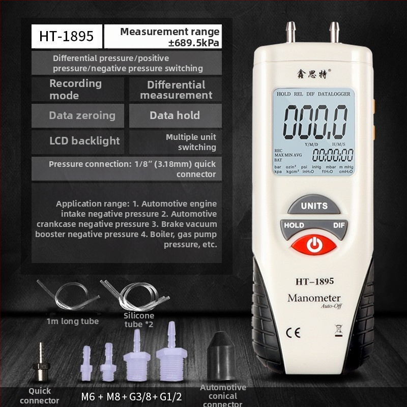 Xinsite HT-1890 Diferencialinis slėgio matuoklis, Skaitmeninis mikrodiferencinis matuoklis, Automobilių remontui, Vakuuminis matuoklis