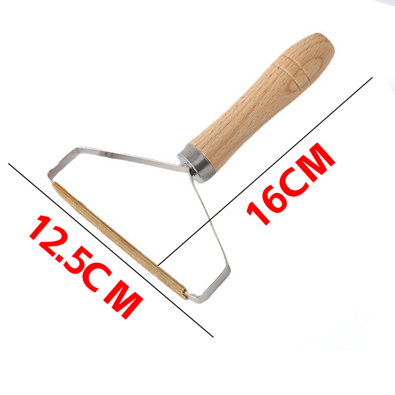 Ръчен премахвач на власинки за палта със дървена дръжка — двойно-страничен премахвач за дрехи, метална глава