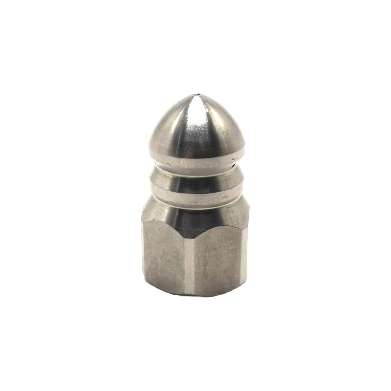 Nerūdijančio plieno nuotekų vamzdžių valymo purkštuvus su vidiniu sriegio, šešios skylės, aštri plovimo galva