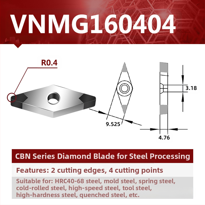 CBN CNC sukamasis peilis VNMG160404/08/12 – NC pjovimo įrankis