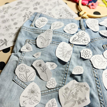 Șablon de desen pentru broderie cu model Boem, pentru cusut DIY, stabilizator solubil în apă pe material nețesut
