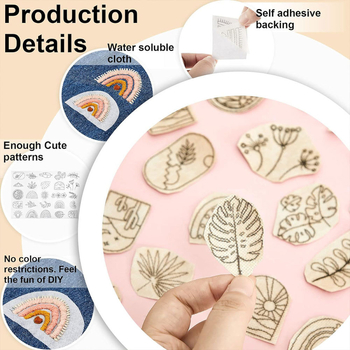 Șablon de desen pentru broderie cu model Boem, pentru cusut DIY, stabilizator solubil în apă pe material nețesut