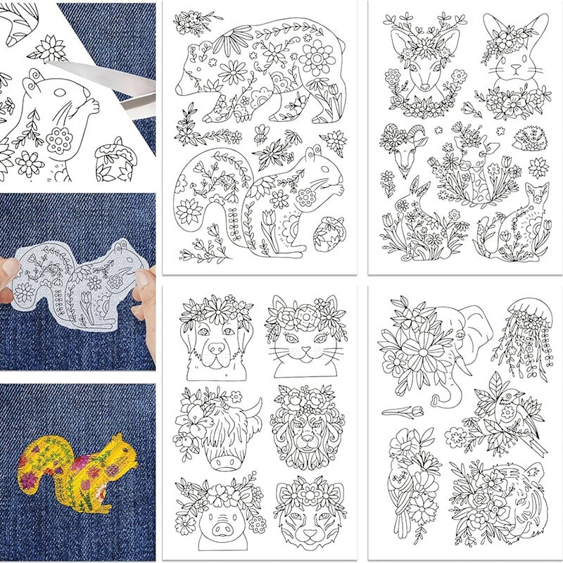 Șablon de desen pentru broderie cu model Boem, pentru cusut DIY, stabilizator solubil în apă pe material nețesut