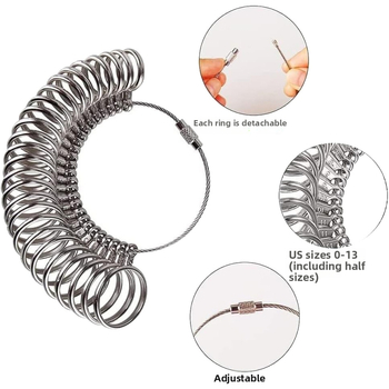 US комплект за измерване на пръстени с измервателни пръчки CNSTZBC, модел HXF3300014, тегло 410 g