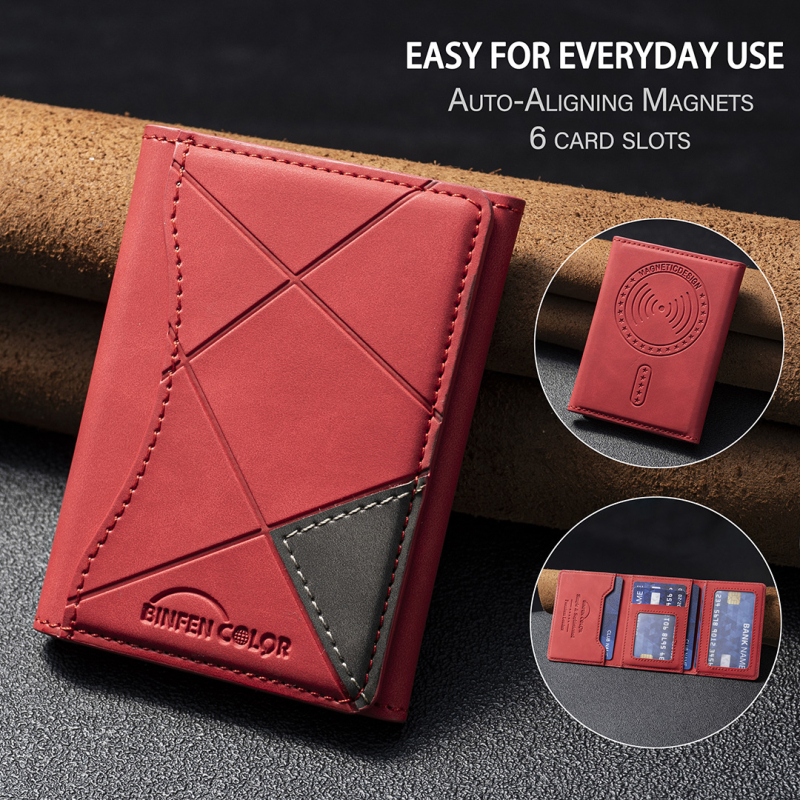 Horizontali magnetiniai kortelių dėklas – PU medžiaga, dryžuotas raštas, apsauga nuo vagystės, verslo stilius, 2025 m. pavasaris