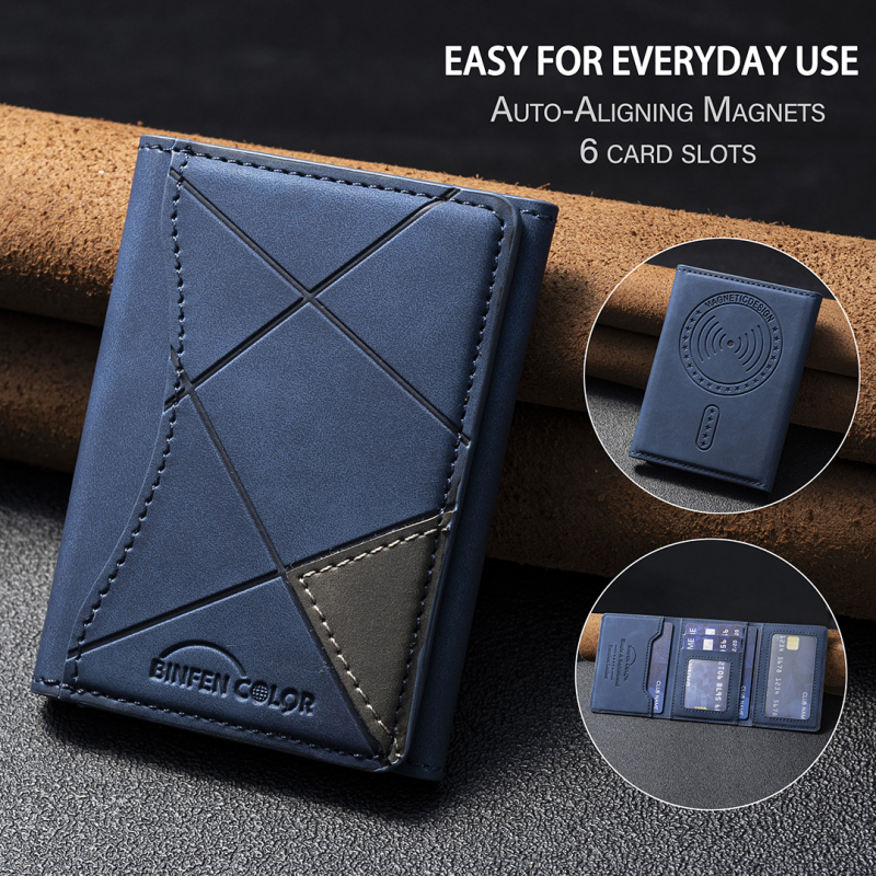 Horizontali magnetiniai kortelių dėklas – PU medžiaga, dryžuotas raštas, apsauga nuo vagystės, verslo stilius, 2025 m. pavasaris