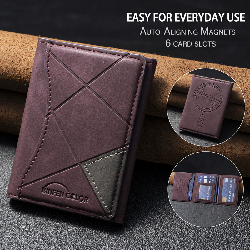 Horizontali magnetiniai kortelių dėklas – PU medžiaga, dryžuotas raštas, apsauga nuo vagystės, verslo stilius, 2025 m. pavasaris