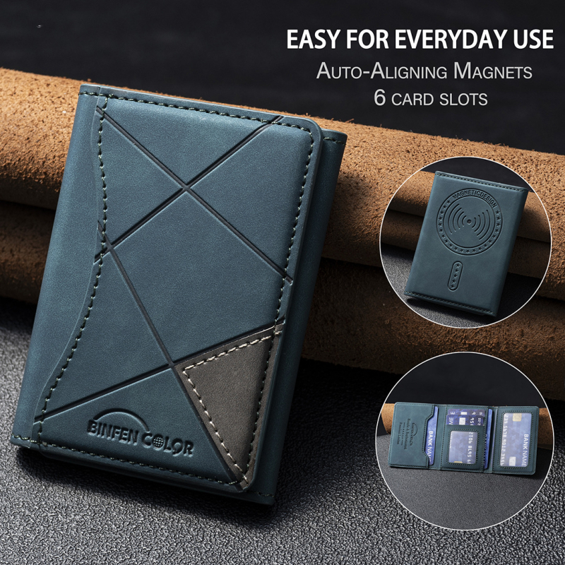 Horizontali magnetiniai kortelių dėklas – PU medžiaga, dryžuotas raštas, apsauga nuo vagystės, verslo stilius, 2025 m. pavasaris