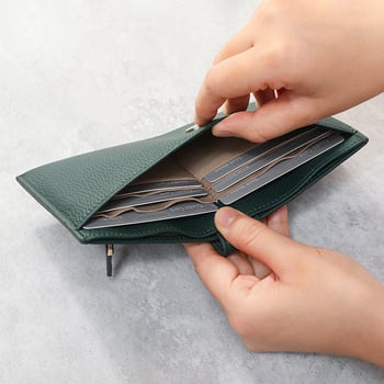 Ženski novčanik od prave kože – izuzetno tanak dugi dizajn sa 6 kartica i zasebnim džepom za kovanice; vrhunska koža, poliester podstava, proljeće 2025