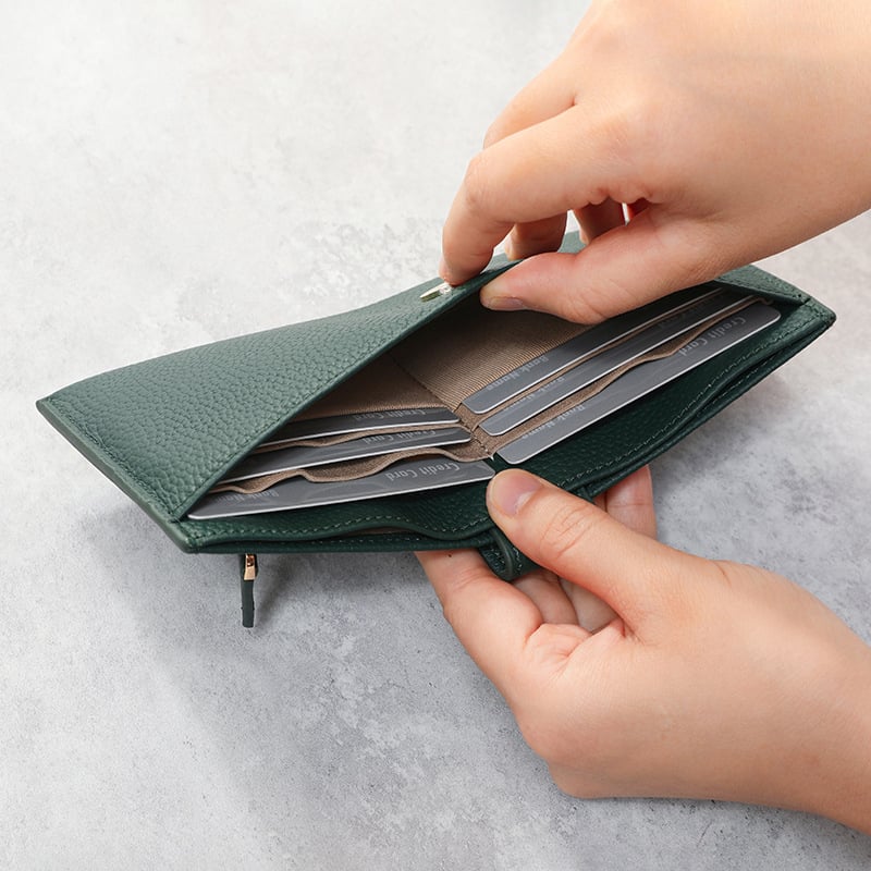 Ženski novčanik od prave kože – izuzetno tanak dugi dizajn sa 6 kartica i zasebnim džepom za kovanice; vrhunska koža, poliester podstava, proljeće 2025