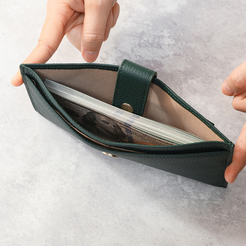 Ženski novčanik od prave kože – izuzetno tanak dugi dizajn sa 6 kartica i zasebnim džepom za kovanice; vrhunska koža, poliester podstava, proljeće 2025