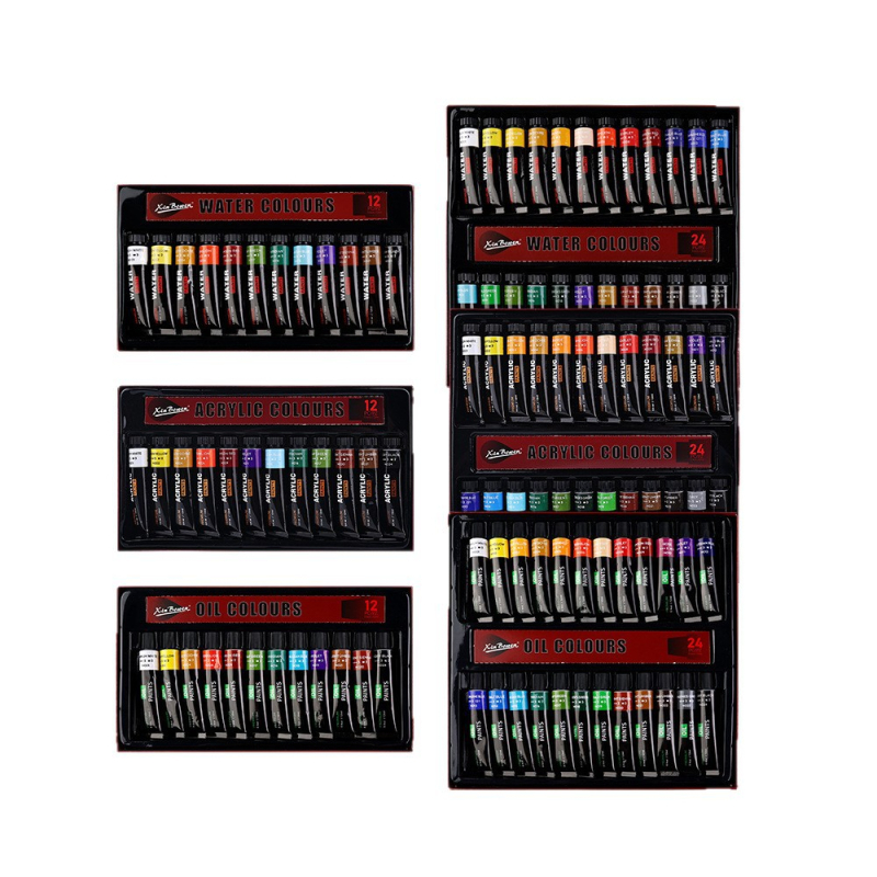 Xinbowen eļļas krāsa alumīnija caurulēs, 24 krāsu komplekts gleznošanai