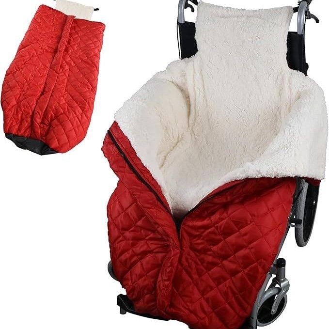 Полупокрив термо одеяло за инвалидна количка, коприна-памук и кадифе; основна тъкан: beddy velvet; съдържание на основния компонент: 91–100%; подпомагаща материя: Oxford cloth + bedi velvet; машинно пране.