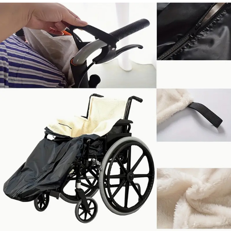 Полупокрив термо одеяло за инвалидна количка, коприна-памук и кадифе; основна тъкан: beddy velvet; съдържание на основния компонент: 91–100%; подпомагаща материя: Oxford cloth + bedi velvet; машинно пране.