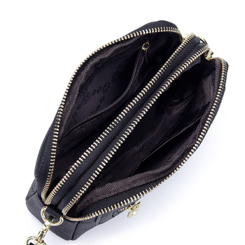 Pravá kožená dámska crossbody kabelka, prvotriedna hovädzia koža, vodorovný štvorcový tvar, zapínanie na zips, vnútorné vrecká: zipsové vrecko, vrecko na telefón, vrecko na občiansky preukaz — leto 2025
