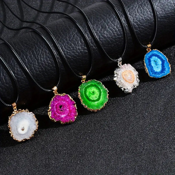 Κολιέ με ηλιοτρόπιο από φυσικό κρύσταλλο (αμέθιστος ή λευκός κρύσταλλος), γυαλιστερή επιφάνεια, 10 g