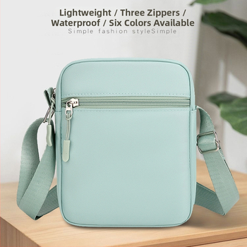 Crossbody taška z Oxfordu, vertikálny štvorcový tvar, zapínanie na zips, vrecko na telefón, jednopásový popruh
