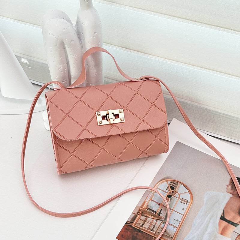 Дамска мини чанта PU - квадратна хоризонтална форма, капак за затваряне, джоб за ID, мек материал