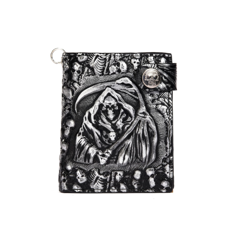 Novčanik s punk rock motivom skelet smrti, kratkim anti-kradnim lancem, PU koža, uzorak anime crtani, funkcije: anti-kradnje, anti-rez, proljeće 2025