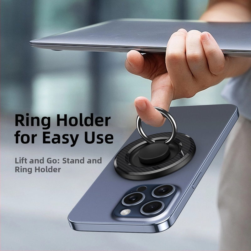 MagSafe съвместим магнитен пръстен за телефон с въртяща се настолна стойка, метално-пластмасова конструкция, възможност за персонализация