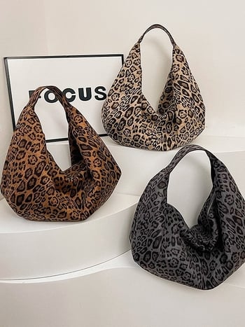 Dámska tote taška s leopardím vzorom, tvar srdca, zapínanie na zips, veľká kapacita