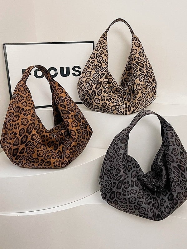 Dámska tote taška s leopardím vzorom, tvar srdca, zapínanie na zips, veľká kapacita