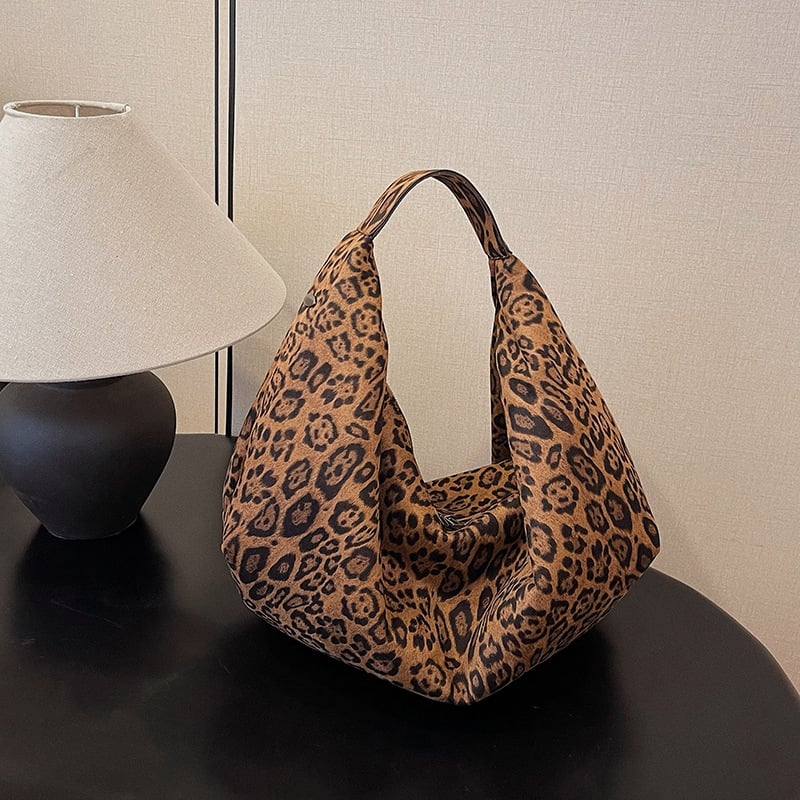 Dámska tote taška s leopardím vzorom, tvar srdca, zapínanie na zips, veľká kapacita