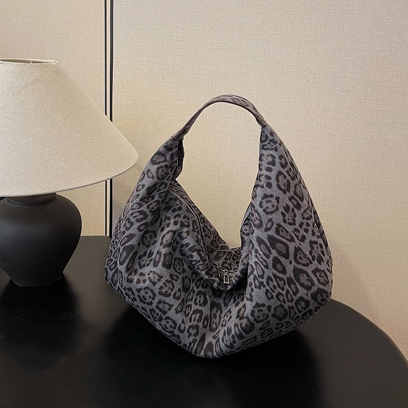 Dámska tote taška s leopardím vzorom, tvar srdca, zapínanie na zips, veľká kapacita