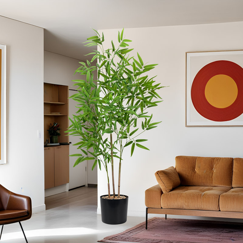 Изкуствен панел с бамбукови листа за прегради и градински декор – пластмасов, мек PVC; ситопечат; листа от бамбук