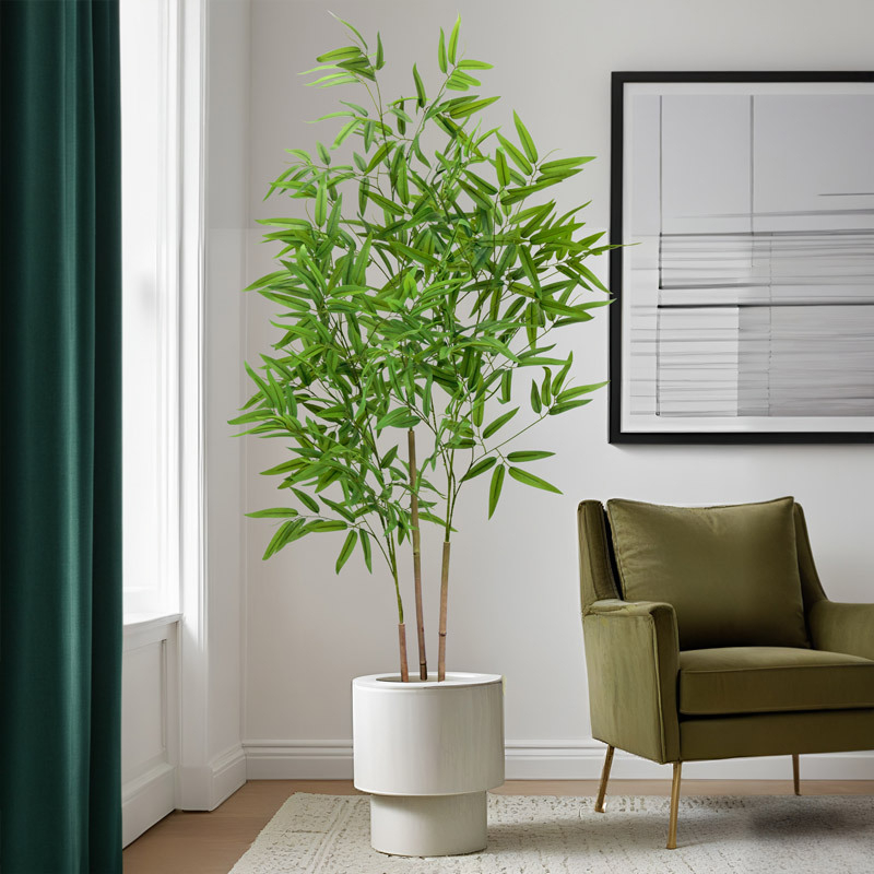 Изкуствен панел с бамбукови листа за прегради и градински декор – пластмасов, мек PVC; ситопечат; листа от бамбук