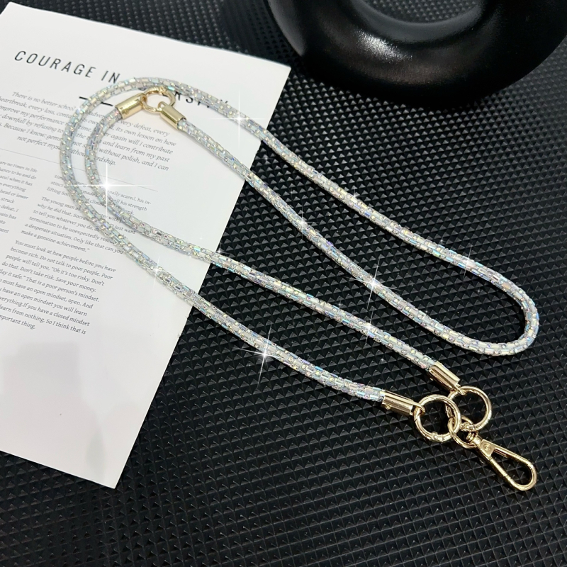 Kristalni dugi lanac za telefon — 3-u-1 crossbody, ručno izrađeno, s čeličnom žicom i metalnom kopčom